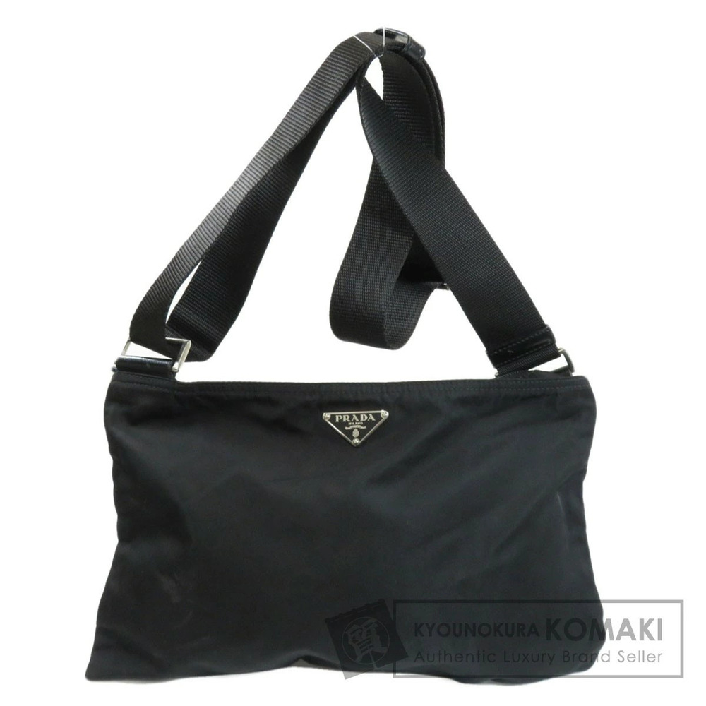 Prada Tessuto Messenger Bag black iconic enamel logo triangle plate